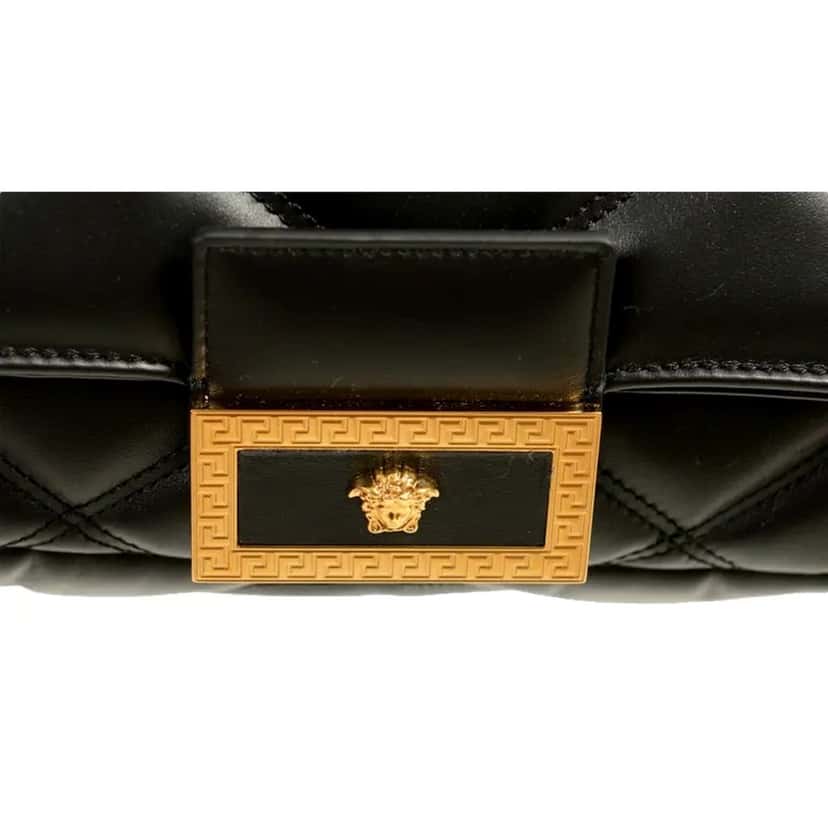 Versace Versace La Medusa Quilted Black Calfskin Leather Crossbody Bag Gold Chain Black Leather Never worn - Box View