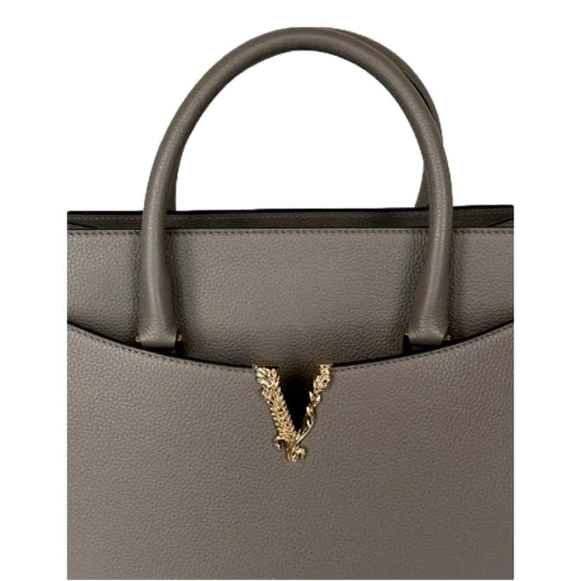 Versace Versace Virtus Medium Top Handle Tote Taupe Grey Calfskin Leather Handbag Other Leather Never worn - Inside View