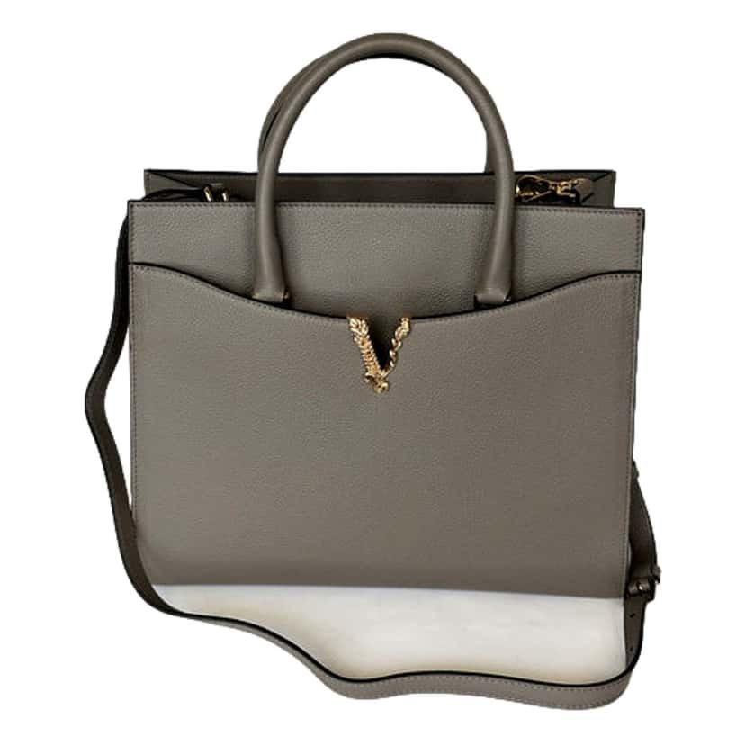 Versace Versace Virtus Medium Top Handle Tote Taupe Grey Calfskin Leather Handbag Other Leather Never worn - Model View