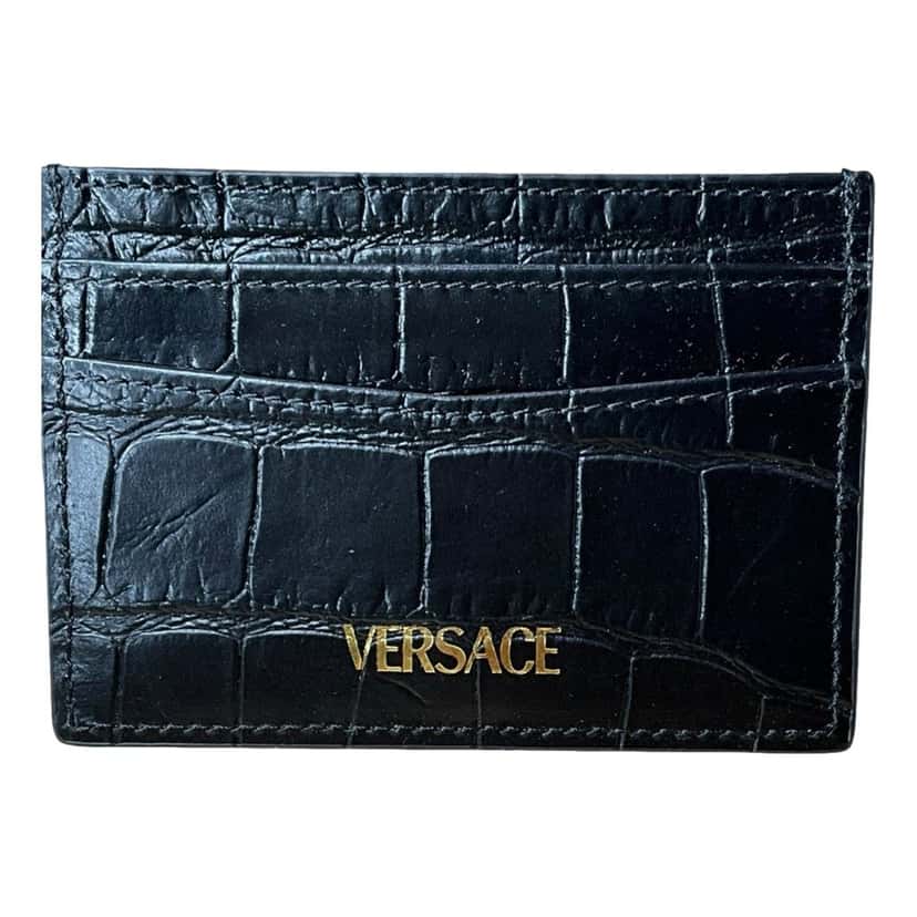 Versace Versace La Medusa Crocodile Embossed Leather Cardholder Wallet in Black Black Leather Never worn - Back View
