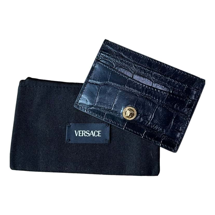 Versace Versace La Medusa Crocodile Embossed Leather Cardholder Wallet in Black Black Leather Never worn - Inside View