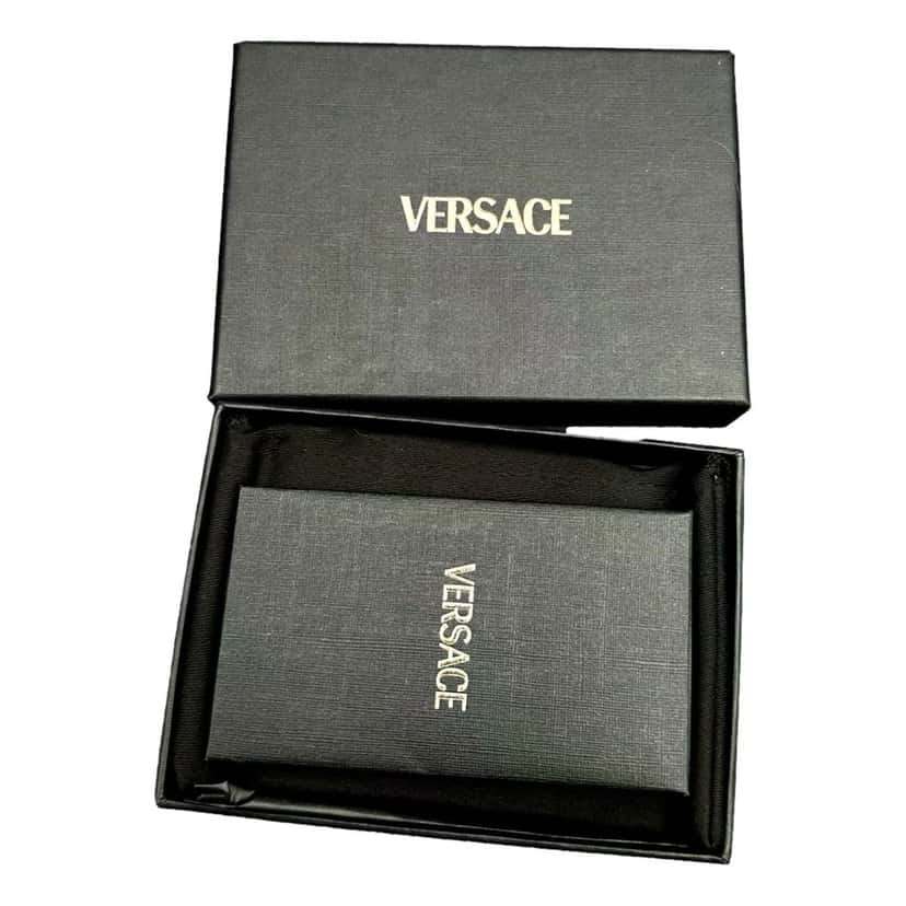 Versace Versace La Medusa Crocodile Embossed Leather Cardholder Wallet in Black Black Leather Never worn - Model View