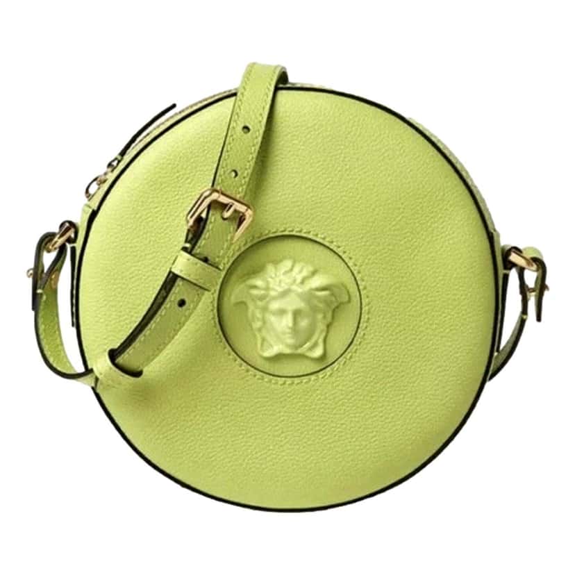 Versace Versace La Medusa Lime Green Disco Round Crossbody Bag Green Leather Never worn - Front View