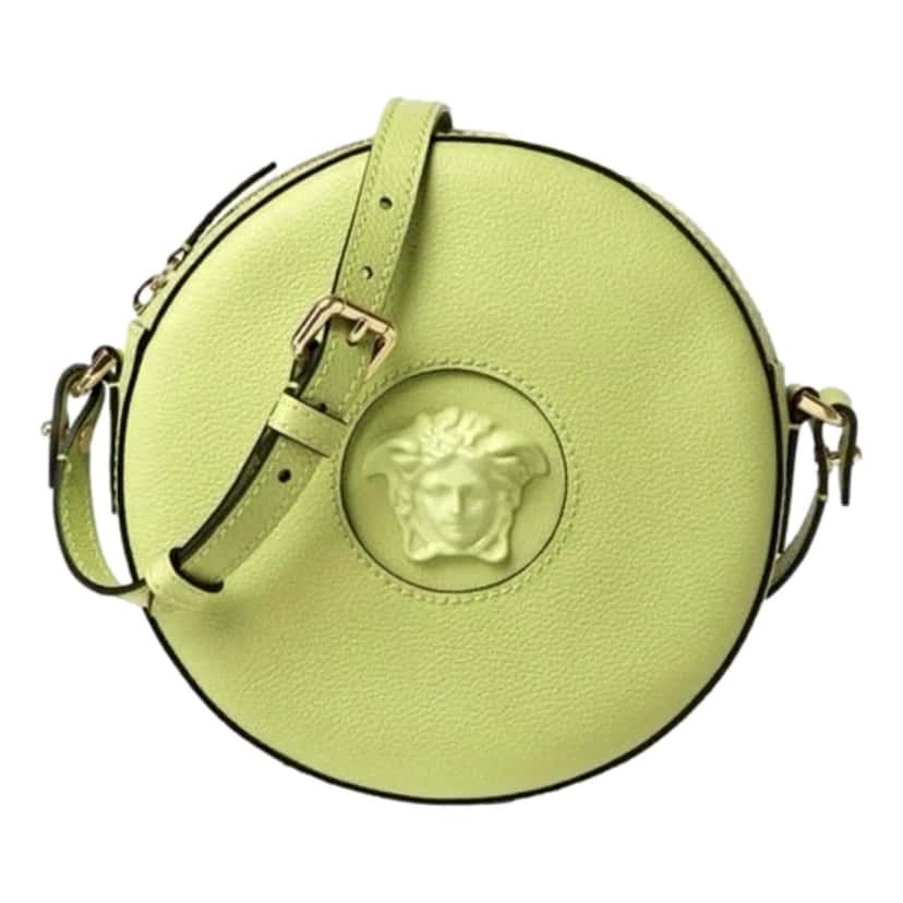 Versace Versace La Medusa Lime Green Disco Round Crossbody Bag Green Leather Never worn - Model View