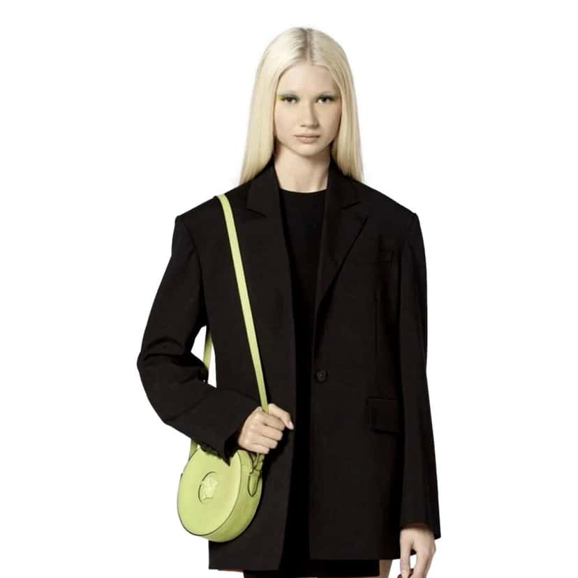 Versace Versace La Medusa Lime Green Disco Round Crossbody Bag Green Leather Never worn - Box View