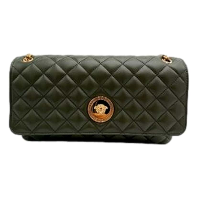Versace Versace La Medusa Olive Green Quilted Lambskin Chain Crossbody Bag Green Leather Never worn - Front View