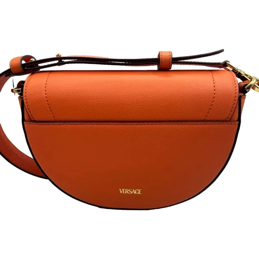 Versace Versace Half-Moon La Medusa Vitello Leather Orange Crossbody Handbag Orange Leather Never worn - Inside View