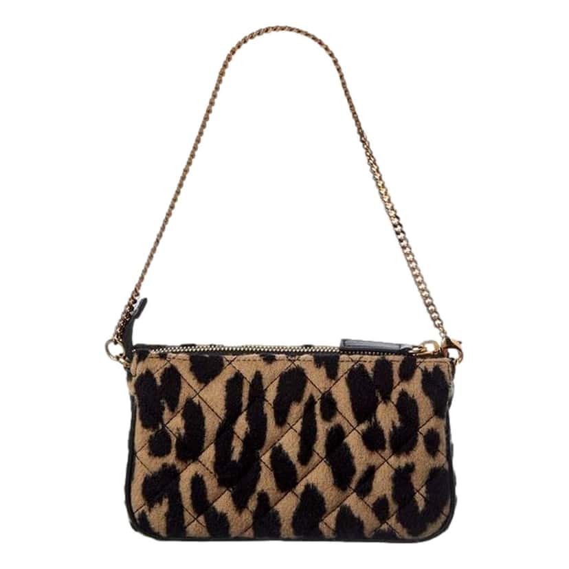 Versace Versace Leopard Print Fur Mini Shoulder Bag Gold Medusa Chain Designer Handbag Brown Leather Never worn - Back View