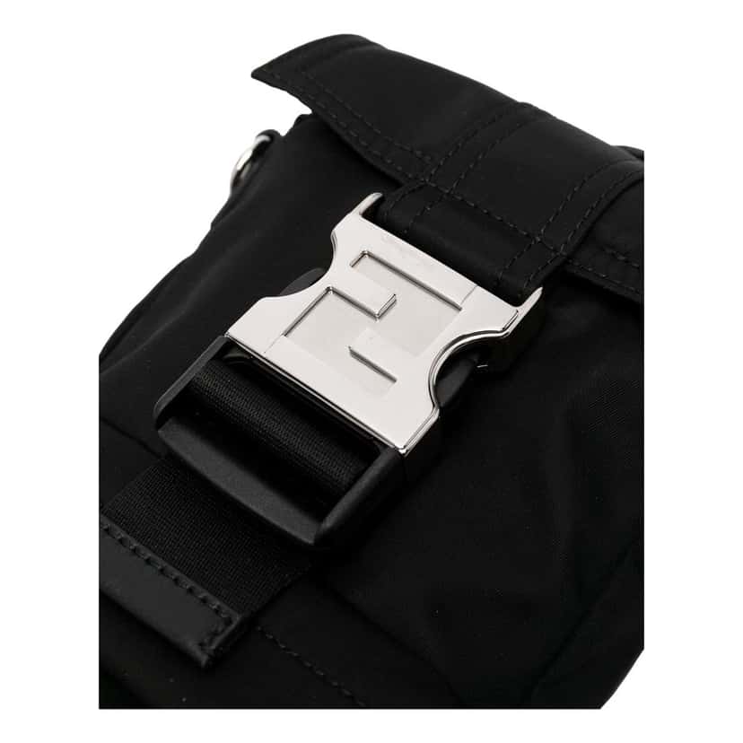 Fendi Fendi Fendiness Mini Backpack Crossbody Black Nylon FF Mesh Black Leather Never worn - Back View