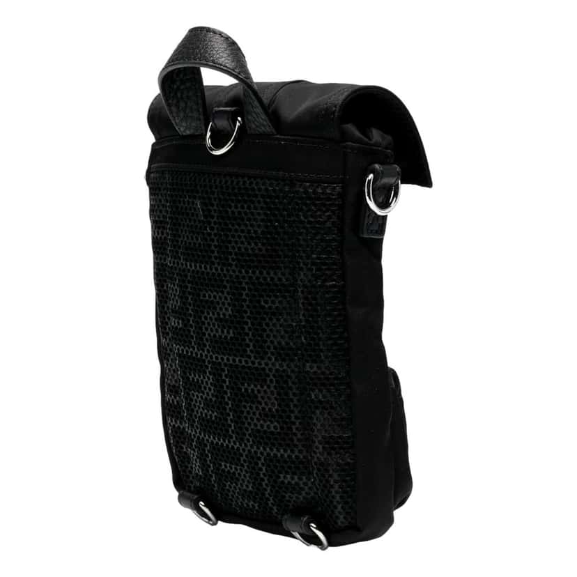 Fendi Fendi Fendiness Mini Backpack Crossbody Black Nylon FF Mesh Black Leather Never worn - Inside View