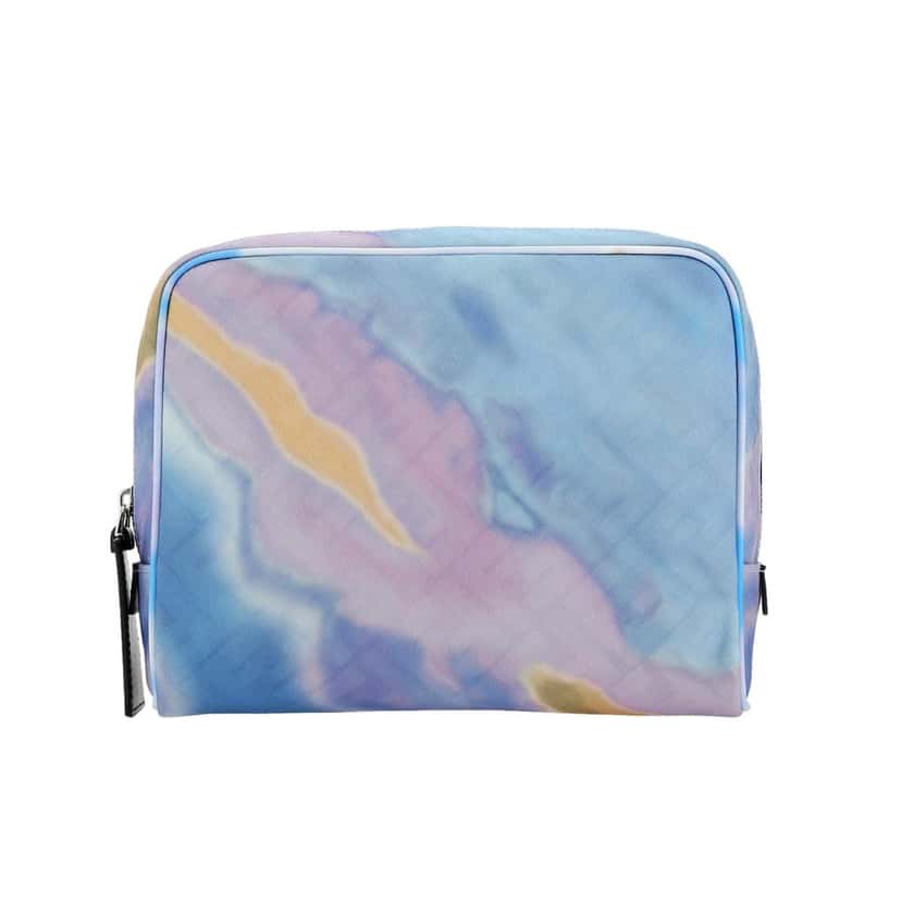 Fendi Fendi FF Motif Multicolor Printed Canvas Medium Travel Beauty Case Blue Leather Never worn - Inside View