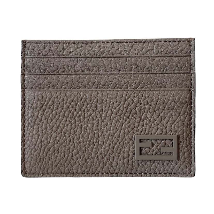 Fendi Fendi Baguette Grey and Yellow Grained Leather Card Case Wallet Other Leather Never worn - Front View