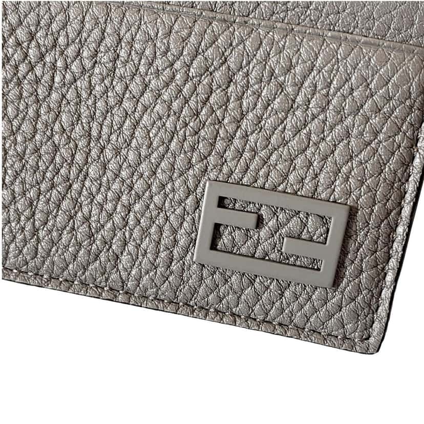 Fendi Fendi Baguette Grey and Yellow Grained Leather Card Case Wallet Other Leather Never worn - Back View