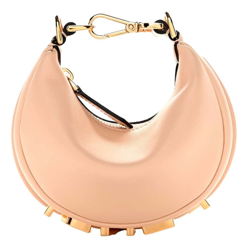 Fendi Fendi Fendigraphy Nano Hobo Calfskin Leather Light Pink Mini Clutch Bag Pink Leather Never worn - Front View