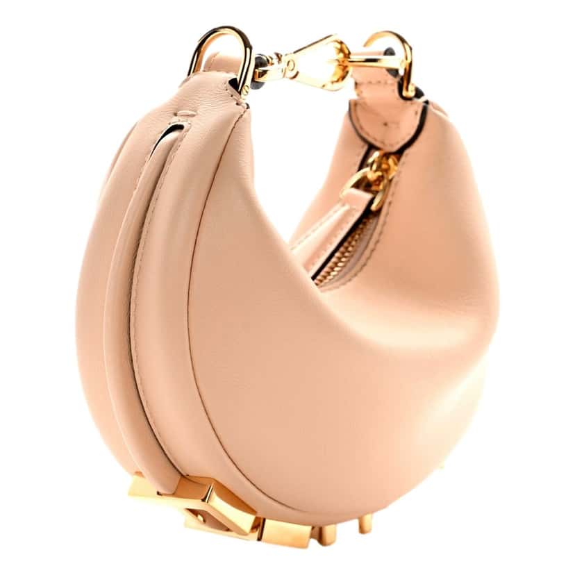 Fendi Fendi Fendigraphy Nano Hobo Calfskin Leather Light Pink Mini Clutch Bag Pink Leather Never worn - Inside View