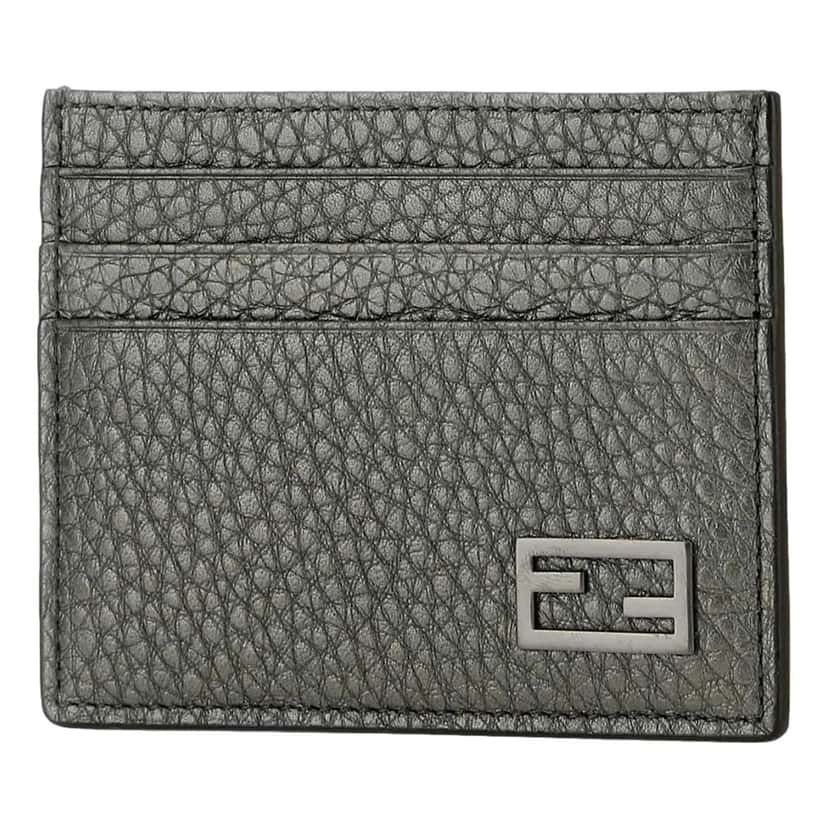 Fendi Fendi Baguette Graphite Grained Leather Card Case Wallet Other Leather Never worn - Front View