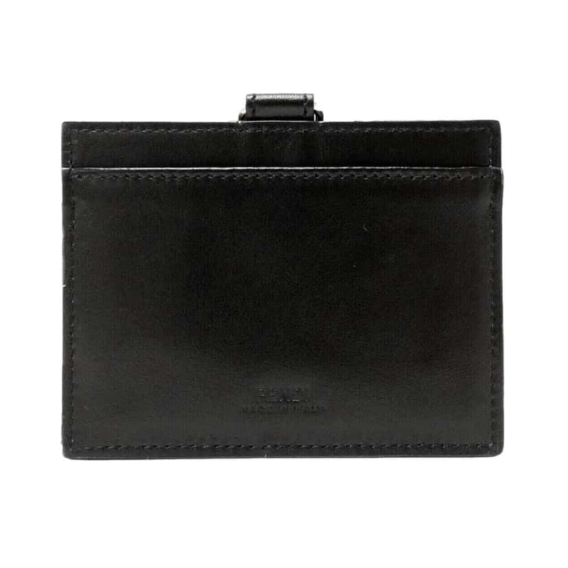 Fendi Fendi Fendace Black Leather Card Case Wallet Lanyard Black Leather Never worn - Model View
