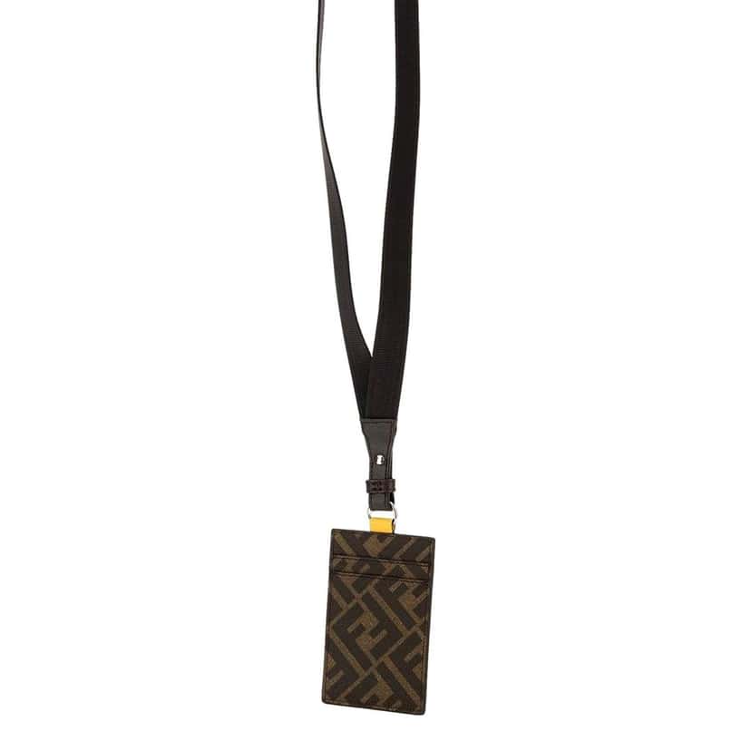 Fendi Fendi Zucca Canvas Cardholder Wallet Lanyard Brown Leather Never worn - Inside View