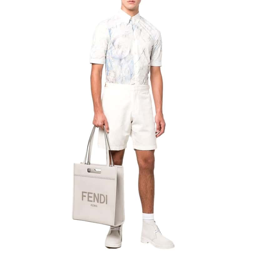 Fendi Fendi Roma Ghiaia Calf Leather Tote Bag White Leather Never worn - Back View