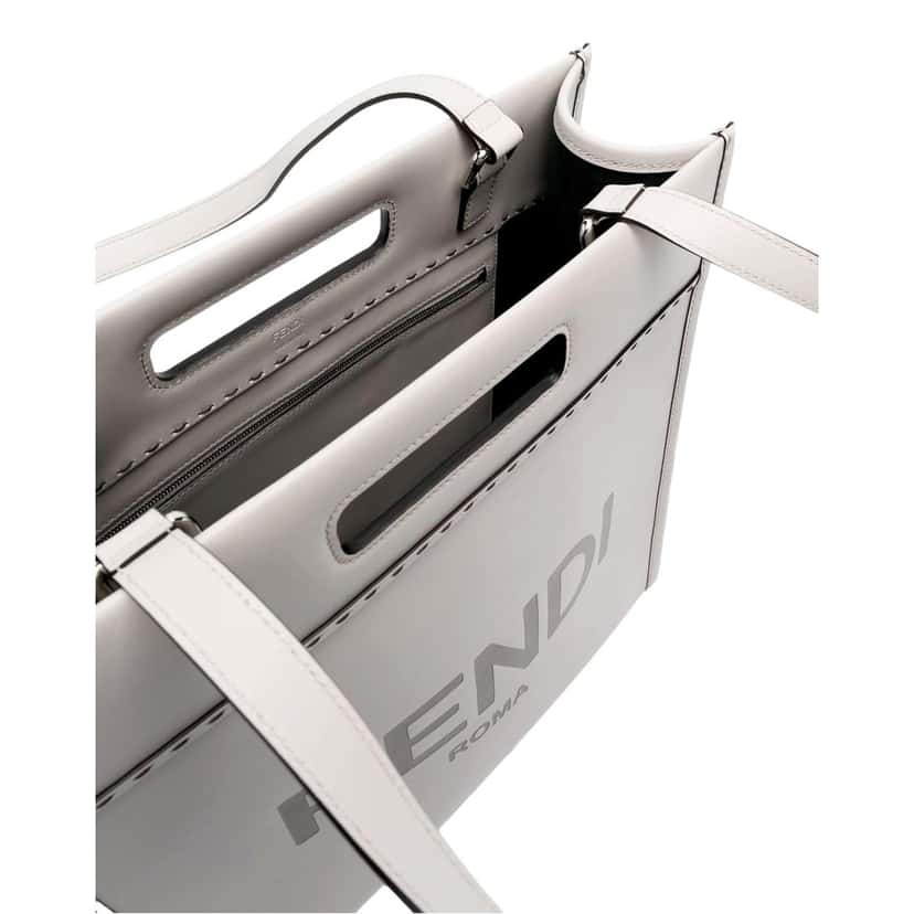 Fendi Fendi Roma Ghiaia Calf Leather Tote Bag White Leather Never worn - Box View