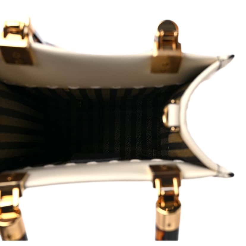 Fendi Fendi Mini Sunshine Shopper Tote Crossbody Nude Calfskin Snake Print Beige Leather Never worn - Inside View