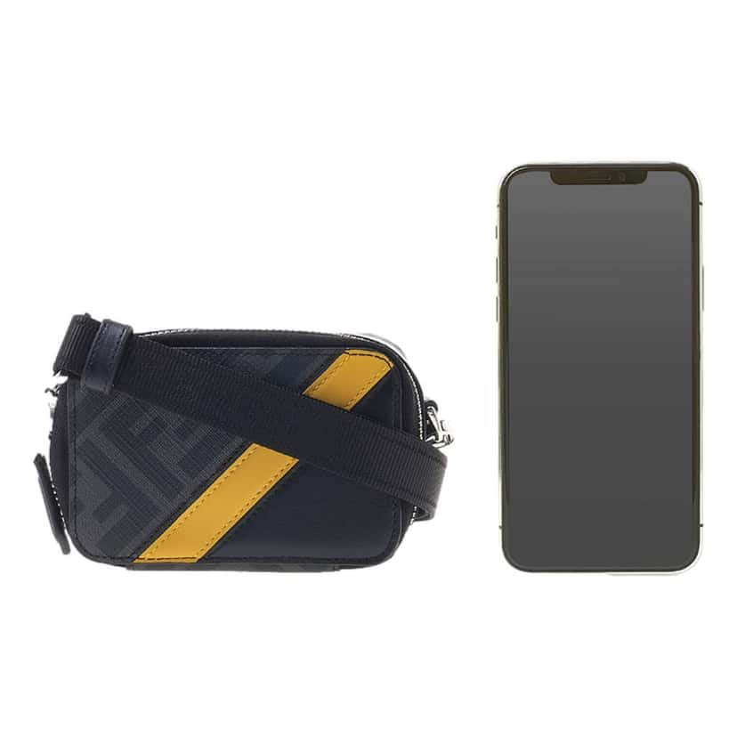 Fendi Fendi FF Diagonal Stripe Mini Camera Crossbody Bag Black Canvas Leather Black Canvas Never worn - Back View