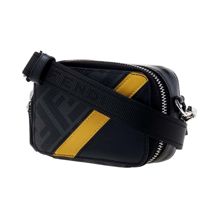 Fendi Fendi FF Diagonal Stripe Mini Camera Crossbody Bag Black Canvas Leather Black Canvas Never worn - Inside View