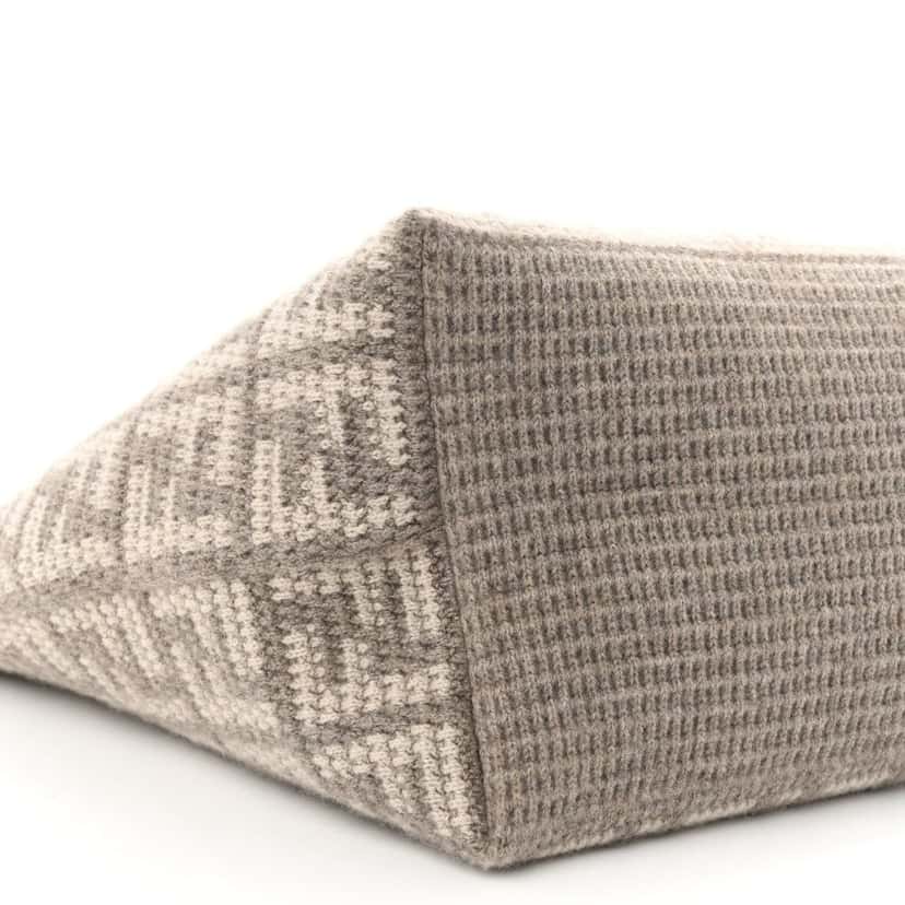 Fendi Fendi FF Tortora Gray Knitted Cashmere Wool Large Shopper Tote Bag Other Canvas Never worn - Box View