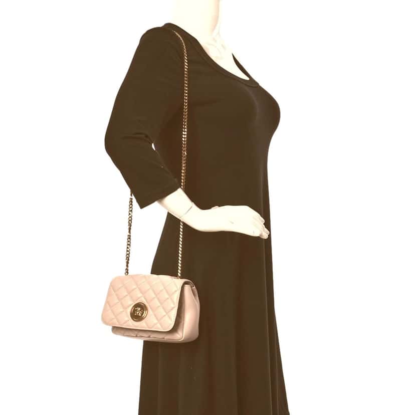 Versace Versace La Medusa Nappa Quilted Beige Leather Small Crossbody Bag Gold Chain Beige Leather Never worn - Model View