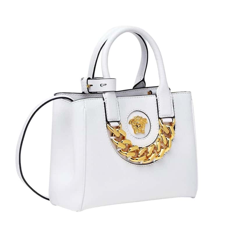 Versace Versace La Medusa White Leather Small Crossbody Tote Bag Gold Plaque Chain White Leather Never worn - Inside View