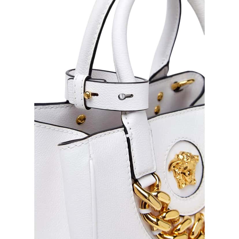 Versace Versace La Medusa White Leather Small Crossbody Tote Bag Gold Plaque Chain White Leather Never worn - Box View
