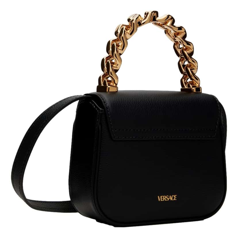 Versace Versace Mini Top Handle Black Vitello Leather Designer Handbag Black Leather Never worn - Back View