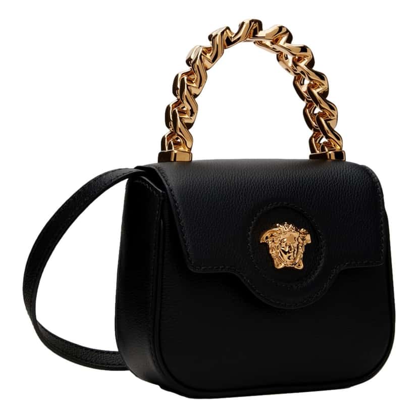 Versace Versace Mini Top Handle Black Vitello Leather Designer Handbag Black Leather Never worn - Inside View