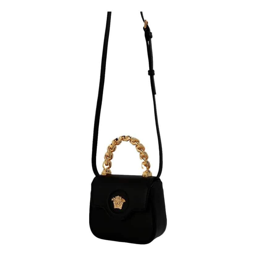 Versace Versace Mini Top Handle Black Vitello Leather Designer Handbag Black Leather Never worn - Box View