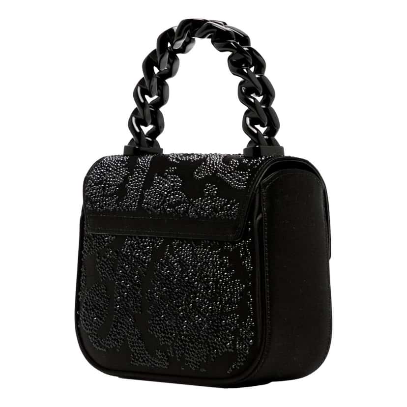 Versace Versace La Medusa Crystal Mini Top Handle Tote Crossbody Black Silk Black Leather Never worn - Inside View