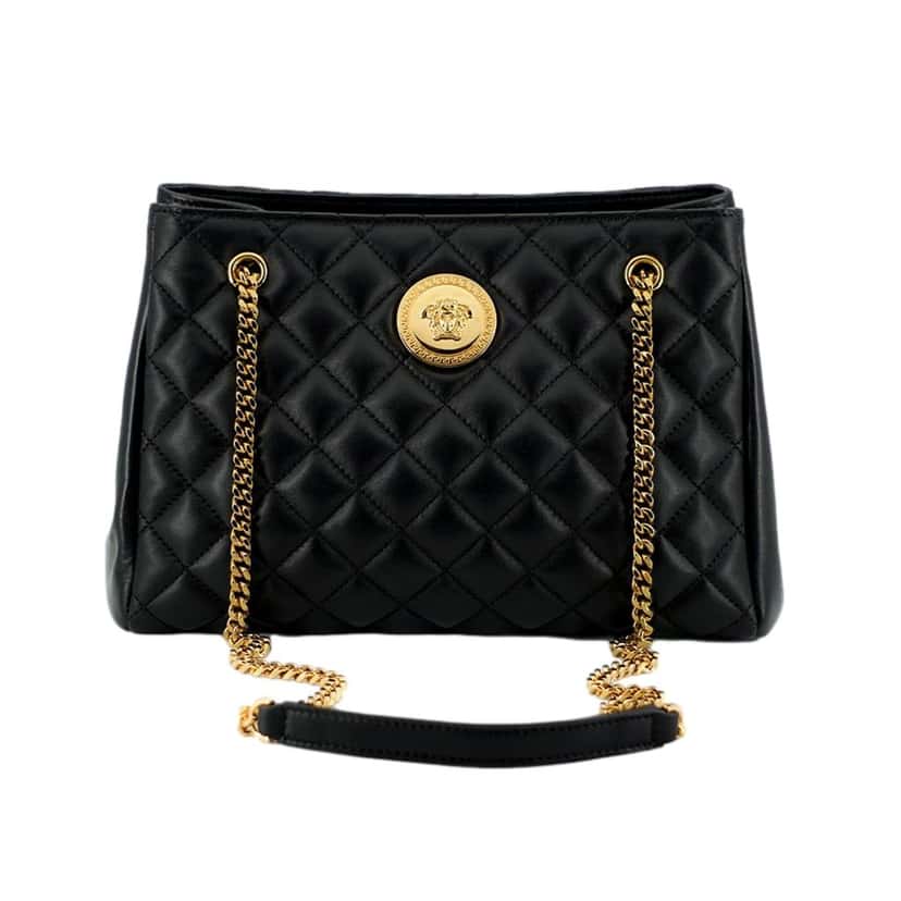 Versace Versace La Medusa Black Quilted Nappa Leather Large Tote Bag Black Leather Never worn - Front View