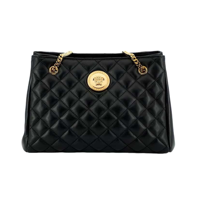 Versace Versace La Medusa Black Quilted Nappa Leather Large Tote Bag Black Leather Never worn - Back View