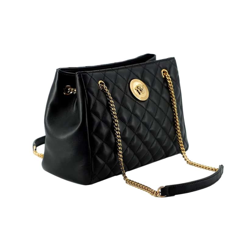 Versace Versace La Medusa Black Quilted Nappa Leather Large Tote Bag Black Leather Never worn - Model View