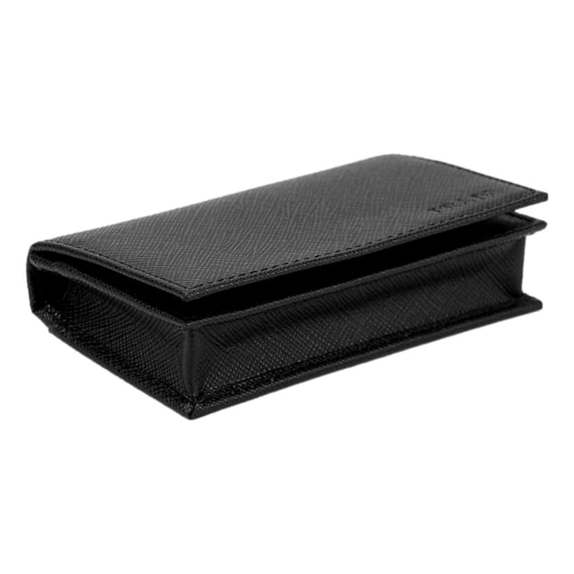 Prada Prada Mens Saffiano Flap Card Holder Wallet Black Black Canvas Good condition - Model View