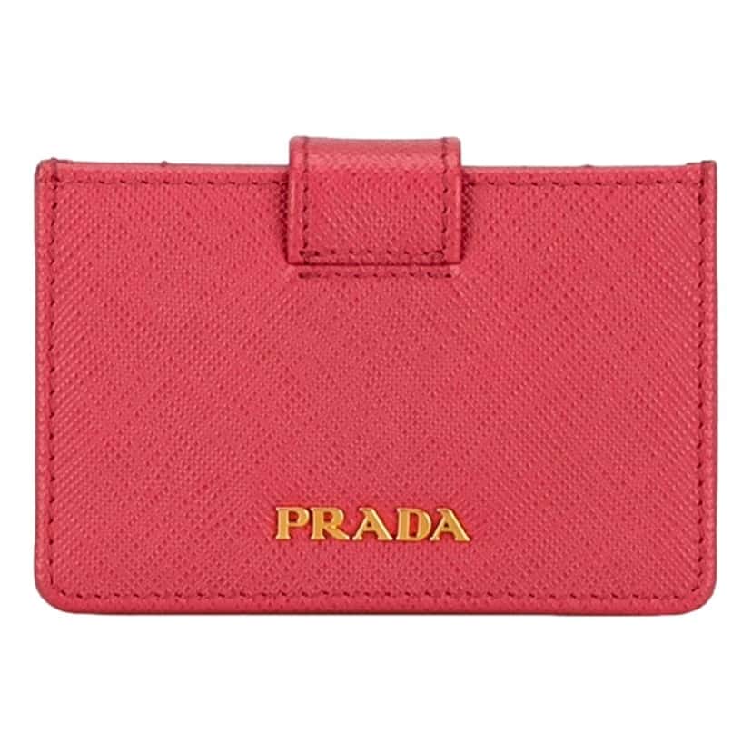 Prada Prada Saffiano Leather Card Case Wallet Accordion Peonia Pink Pink Leather Never worn - Front View