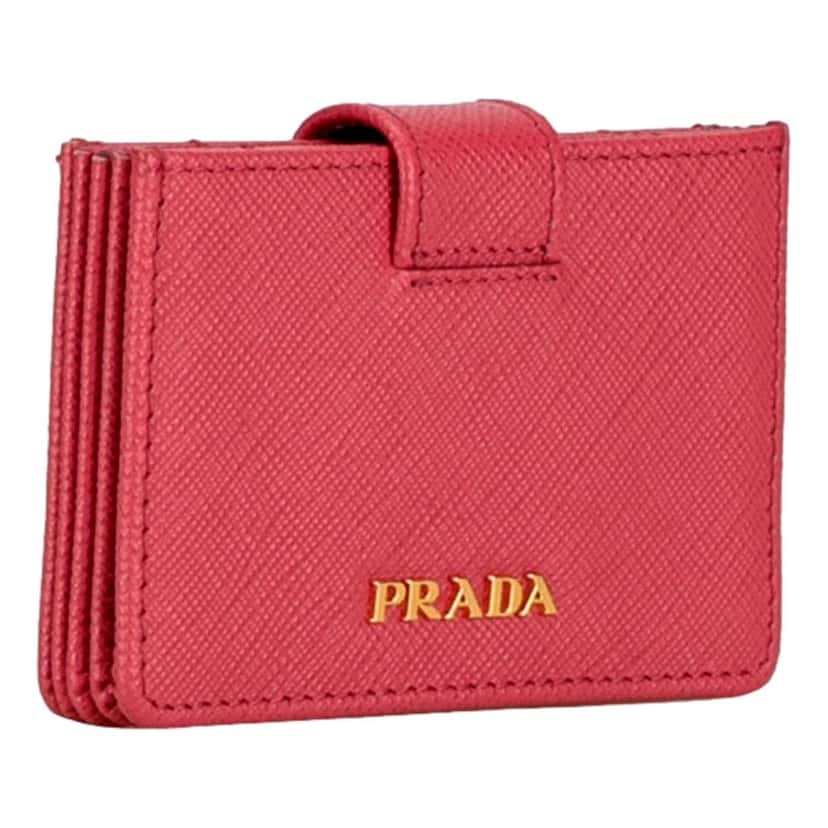 Prada Prada Saffiano Leather Card Case Wallet Accordion Peonia Pink Pink Leather Never worn - Back View
