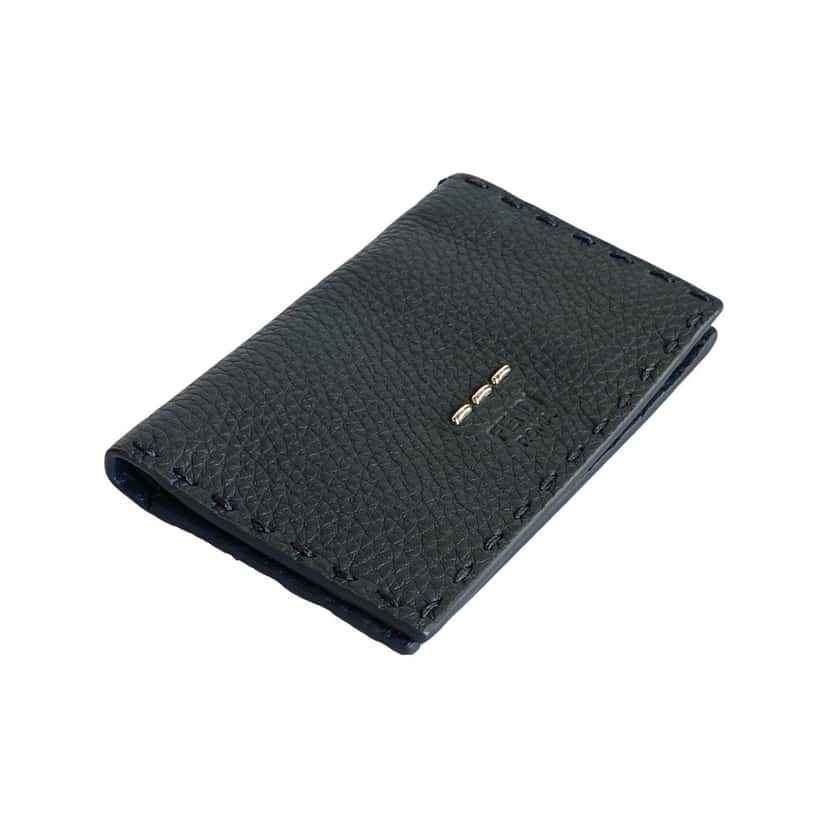 Fendi Fendi Selleria Gray Calf Leather Vertical Bifold Wallet Black Leather Never worn - Front View