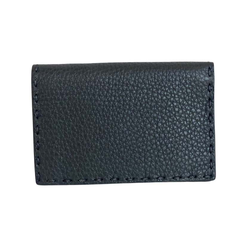 Fendi Fendi Selleria Gray Calf Leather Vertical Bifold Wallet Black Leather Never worn - Box View