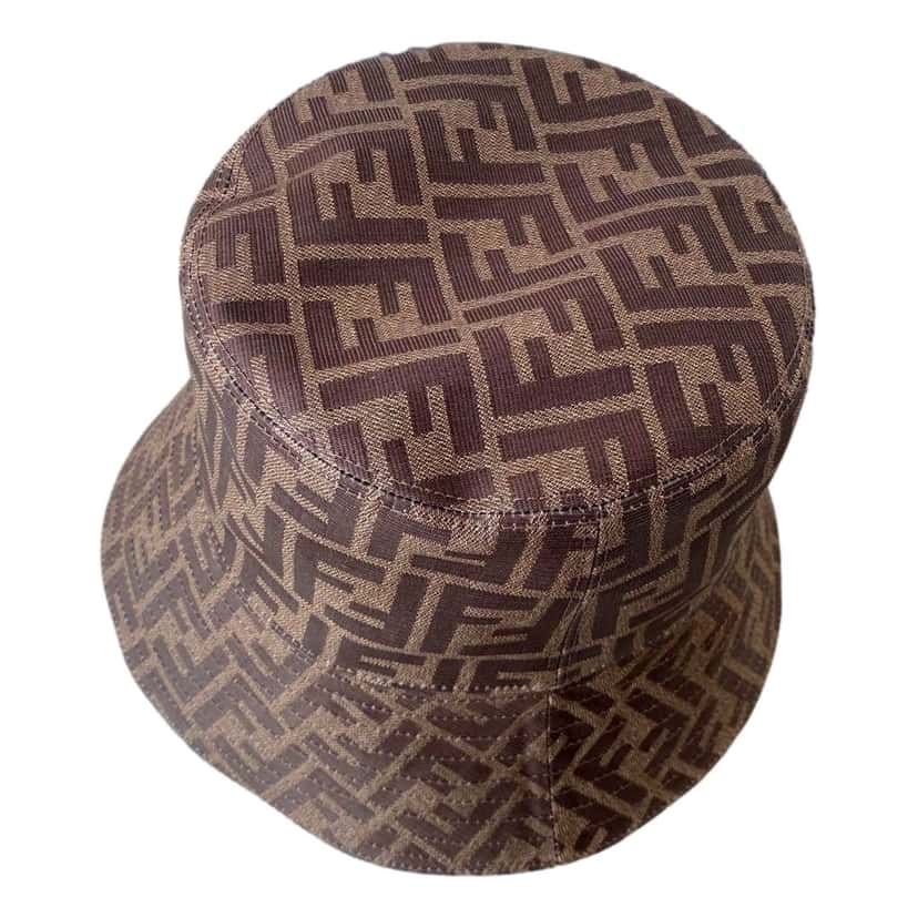 Fendi Fendi Zucca Brown Woven Fabric Bucket Hat Large Brown Canvas Never worn - Back View