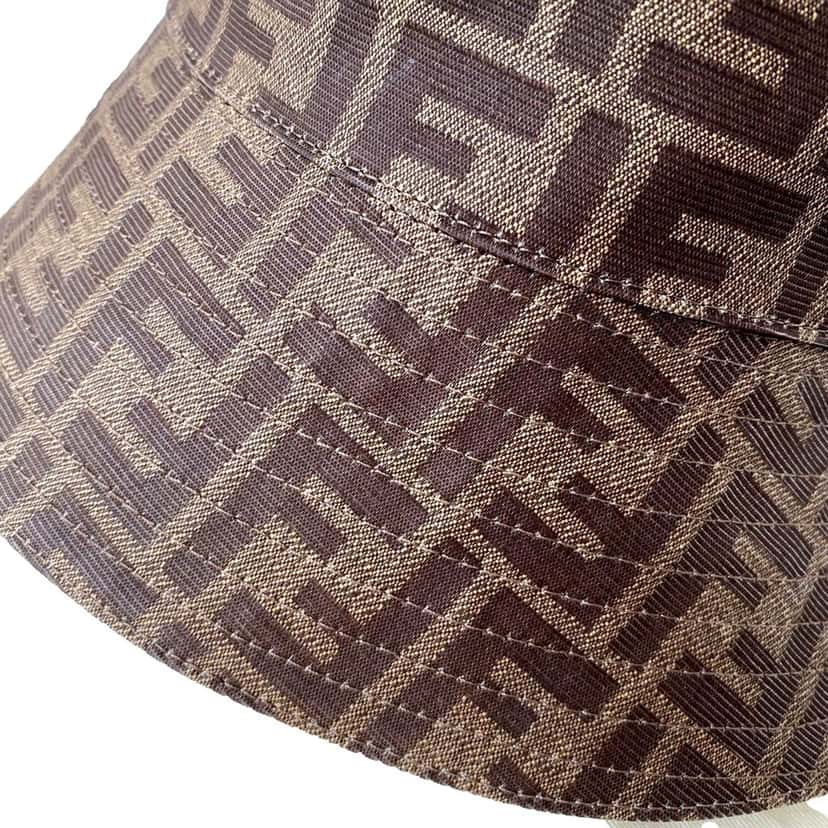Fendi Fendi Zucca Brown Woven Fabric Bucket Hat Small Brown Canvas Never worn - Inside View