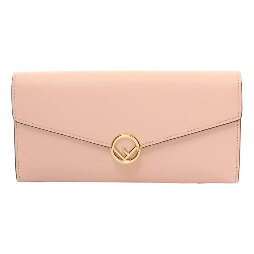Fendi Fendi F Is Fendi Leather Long Envelope Womens Wallet Light Rose Beige Pink Pink Leather Never worn - Front View