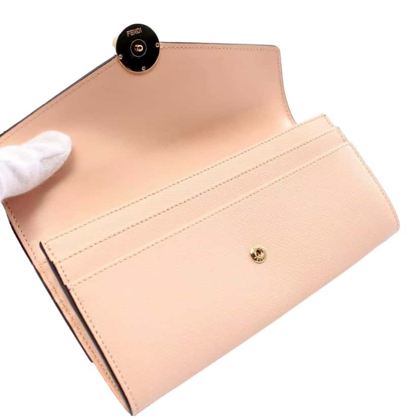 Fendi Fendi F Is Fendi Leather Long Envelope Womens Wallet Light Rose Beige Pink Pink Leather Never worn - Model View
