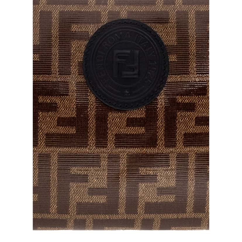 Fendi Fendi FF Zucca Brown Coated Canvas Flat Zipper Pouch Clutch Brown Canvas Never worn - Box View