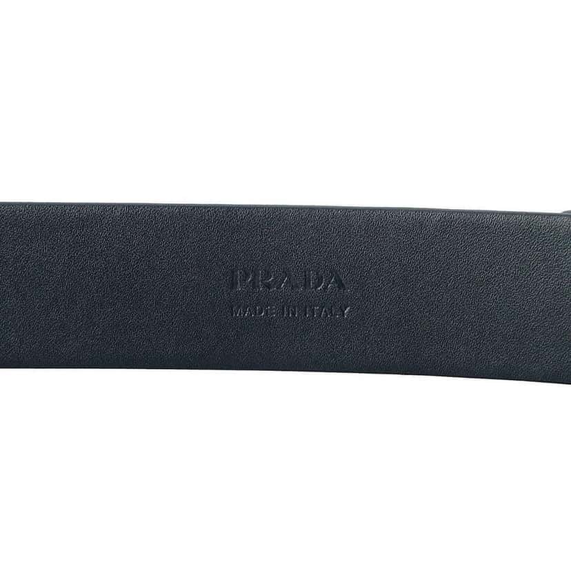 Prada Prada Mens Navy Saffiano Leather Belt  Silver Oval Buckle Belt Size 90/36 Navy Canvas Good condition - Back View