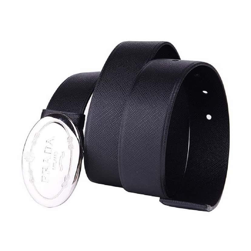 Prada Prada Mens Navy Saffiano Leather Belt  Silver Oval Buckle Belt Size 90/36 Navy Canvas Good condition - Inside View